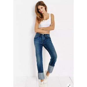 BDG Womes Blue 5 Pockets Low Rise Long Cuff Straight Denim Jeans Size 26